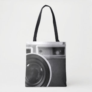 Black & White Vintage Film Camera Offset Tote Bag