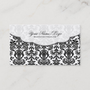 Black & White Vintage Floral Damasks Pattern 4 Business Card