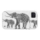Black & White Vintage Floral Elephant-Monogram
