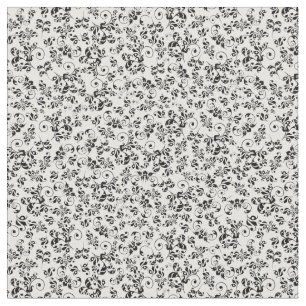 Black & White Vintage Floral Retro Pattern Fabric