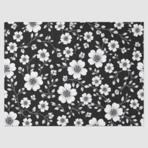 Black White Vintage Floral Seamless Pattern (1) Tissue Paper
