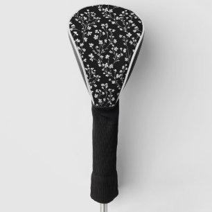 Black White Vintage Floral Seamless Pattern (4) Golf Head Cover