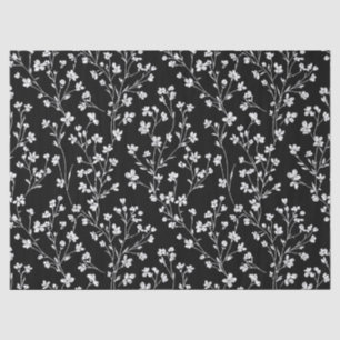 Black White Vintage Floral Seamless Pattern (4) Tissue Paper