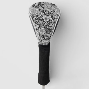Black White Vintage Floral Seamless Pattern (6) Golf Head Cover