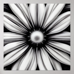 Black & White Vintage Flower Poster