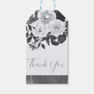 Black & White Vintage Flowers Modern Floral Chic Gift Tags