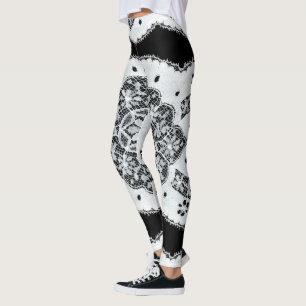 Black & White Vintage Lace Leggings