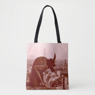 Black & White Vintage Paris Photo Gargoyle Tote