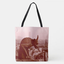 Black & White Vintage Paris Photo Gargoyle Tote