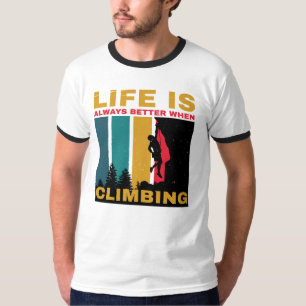 Black White Vintage Retro Climbing Climb Ringer T-Shirt