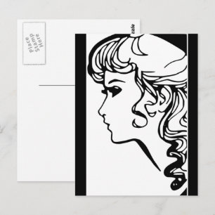 Black & White Vintage Style Birthday Girl Postcard