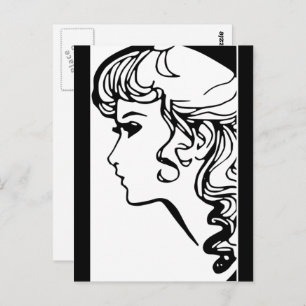 Black & White Vintage Style Birthday Girl Postcard