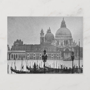 Black White Vintage Venice Canal Travel Postcard