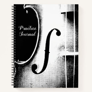 Black White Violin Lesson Practice Journal