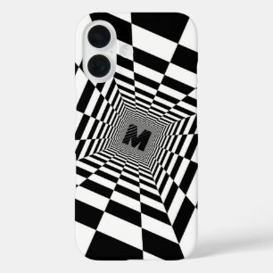 Black & White Visual Illusion, Monogram or Initial iPhone 16 Case