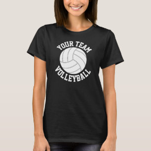 Black & White Volleyball Custom Team Name T-Shirt
