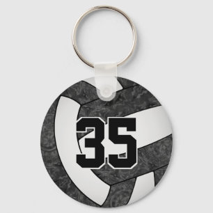 black white volleyball keychain school mascot name