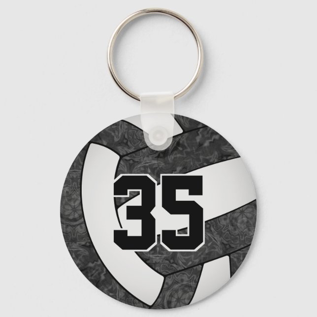 black white volleyball keychain school mascot name (Front)
