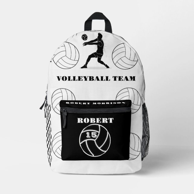 Black & white Volleyball sport bag personalised,  (Front)