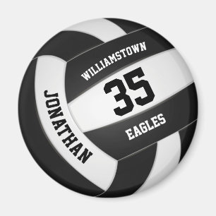black white volleyball team colours boys girls magnet