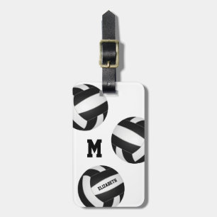 black white volleyball travel team colours luggage tag