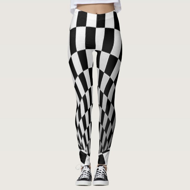Black & White Vortex Illusion Leggings (Front)