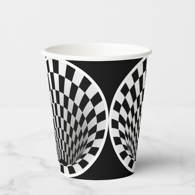 Black & White Vortex Illusion Paper Cups (Front)