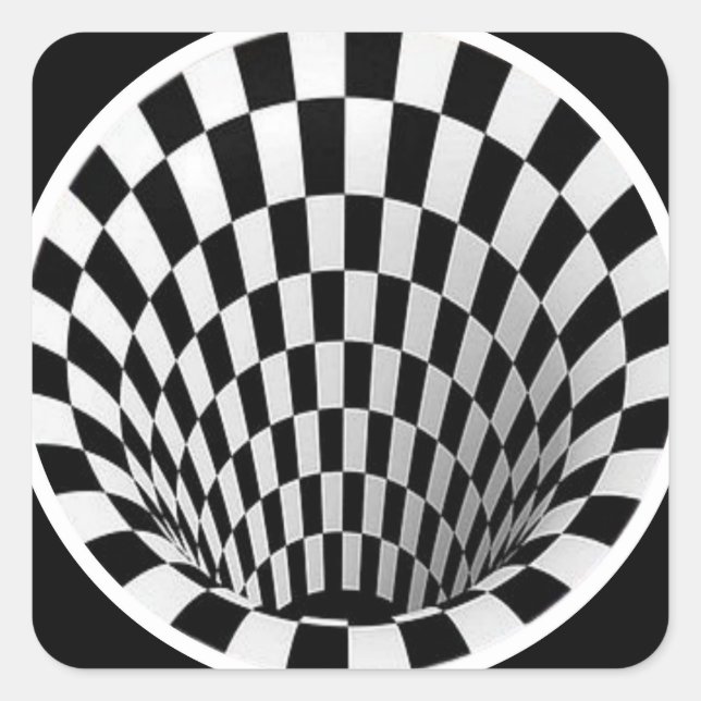 Black & White Vortex Illusion  Square Sticker (Front)