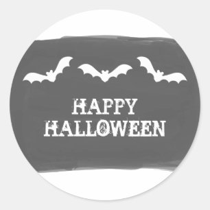 Black White Watercolor Bats Halloween Stickers
