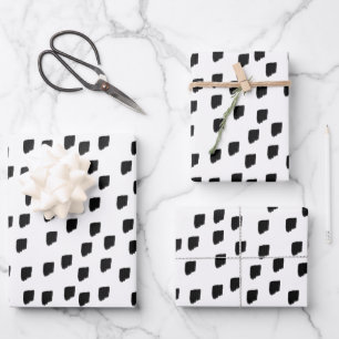 Black & White Watercolor Brushstroke Wrapping Paper Sheet