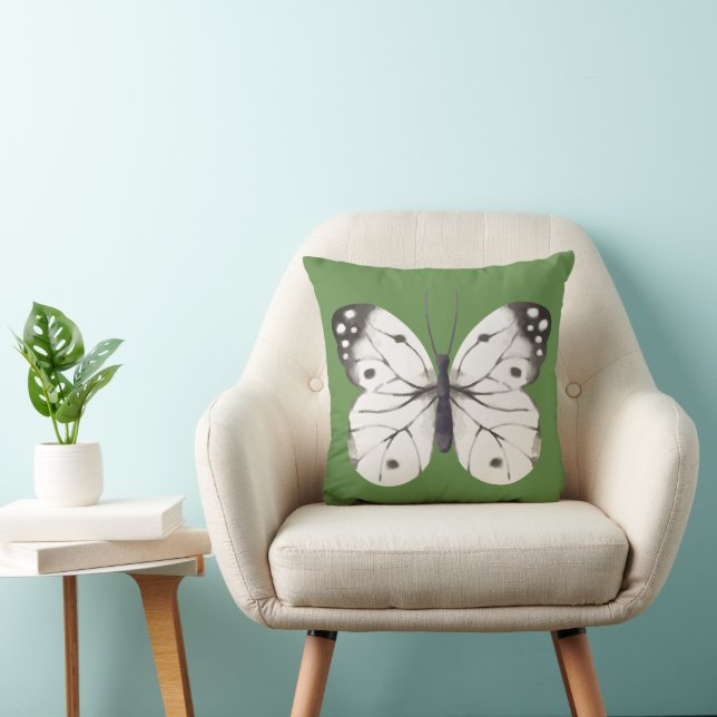 Black & White Watercolor Butterfly Cushion (Chair)