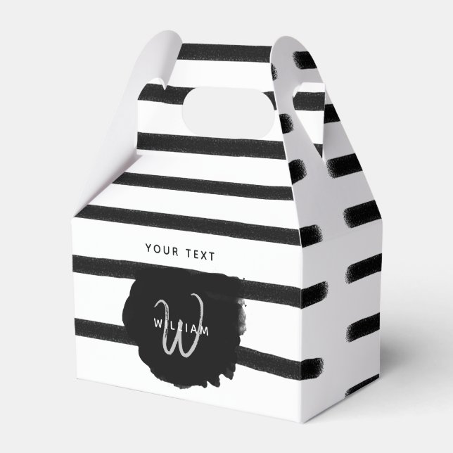 Black & White Watercolor Hand Drawn Lines  Favour Box (Front Side)