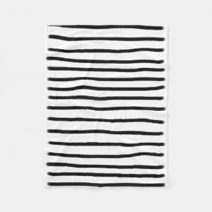 Black & White Watercolor Hand Drawn Lines  Fleece Blanket