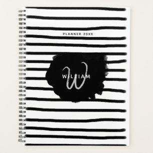 Black & White Watercolor Hand Drawn Lines Planner