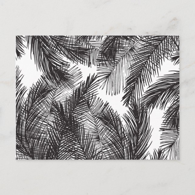 Black white watercolor hand painted palm trees postcard (Front)