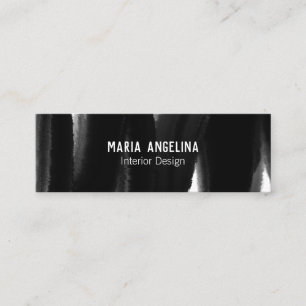 Black white watercolor inky brushstroke painting mini business card