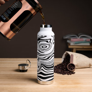 Black White Waves Modern Design Your Colours Water Bottle