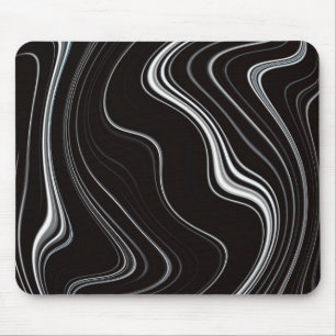 Black & White Wavy Abstraction Mouse Mat