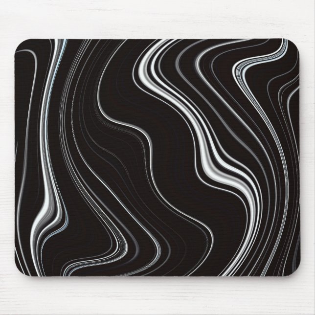 Black & White Wavy Abstraction Mouse Mat (Front)