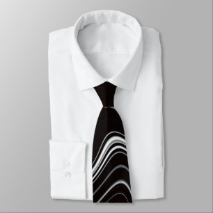 Black & White Wavy Abstraction Tie