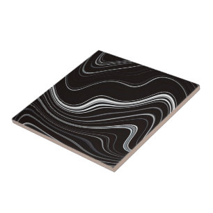 Black & White Wavy Abstraction Tile