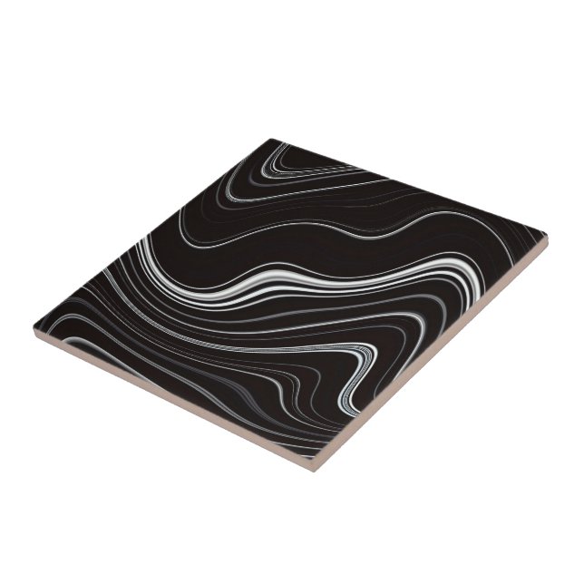 Black & White Wavy Abstraction Tile (Side)