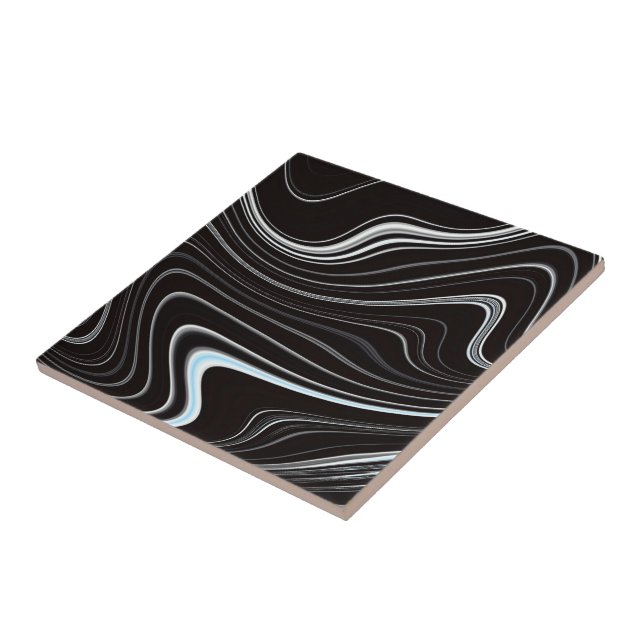 Black & White Wavy Abstraction Tile (Side)
