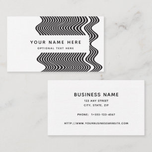 Black White Wavy Line Stripes Modern Business Card