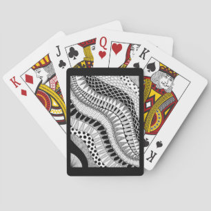 Black & White Wavy Pattern Hand Drawn Zen Doodle Playing Cards