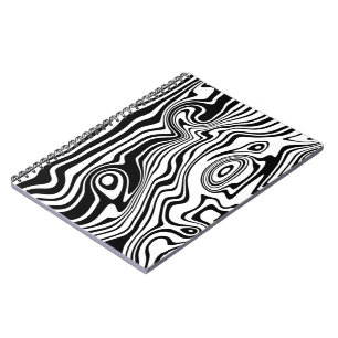 Black White Wavy Stripe Notebook Choose Colour