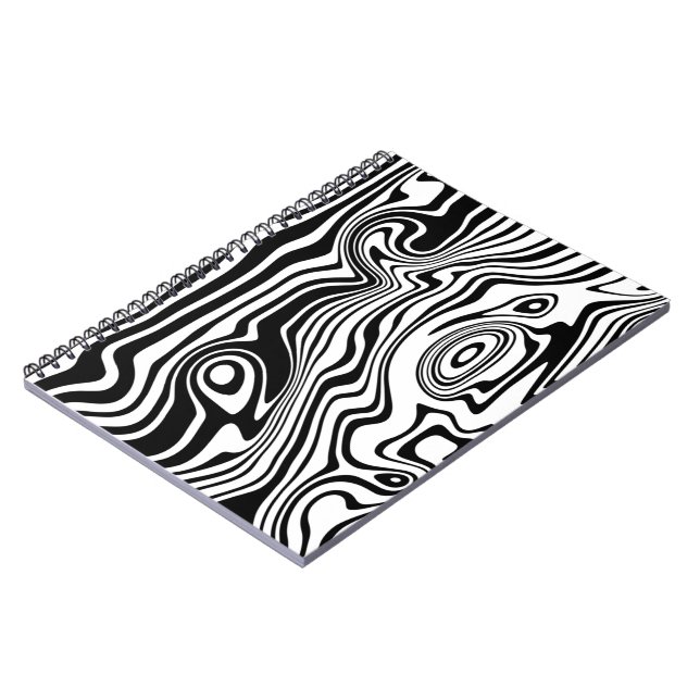 Black White Wavy Stripe Notebook Choose Colour (Left Side)