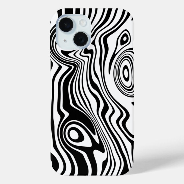 Black White Wavy Striped iPhone Case Choose Colour (Back)