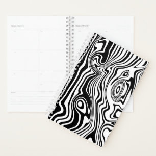 Black White Wavy Striped Planner or Choose Colours