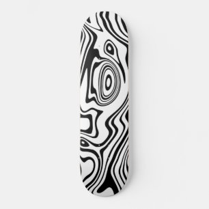 Black White Wavy Striped Skateboard Choose Colours